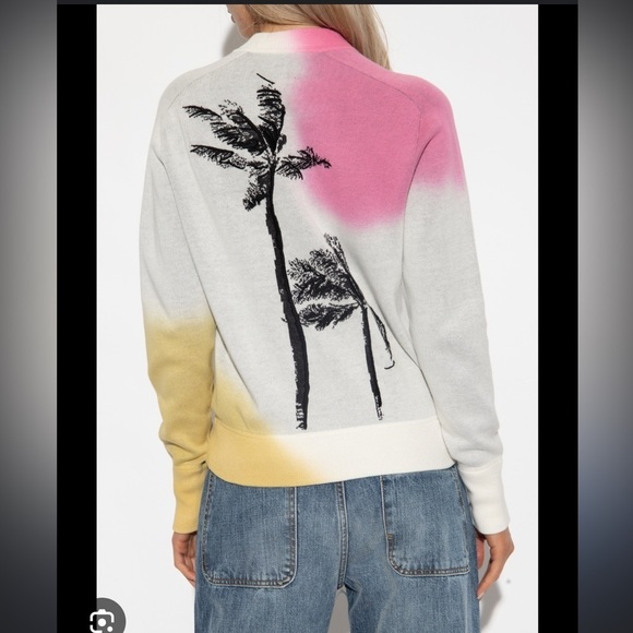 Zadig & Voltaire-Multicolored Montana Cosmo Palmtree Longsleeve Pullover Sweater - Picture 3 of 9